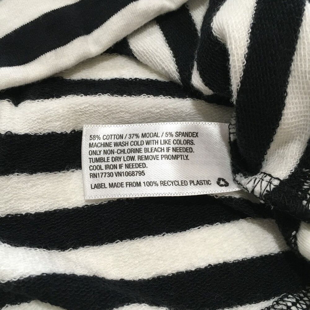 Merona Cowl Neck Striped Top Size S Tunic Black White Cotton Blend Stretch Knit - Picture 6 of 9